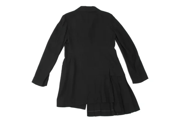 Yohji Yamamoto FEMME Rayon Blend Side Pleats Switching Long Jacket K-173857_012