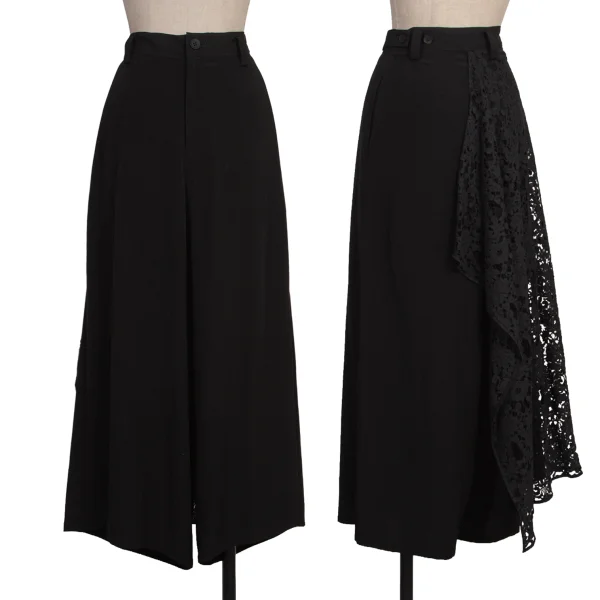 Yohji Yamamoto collections Floral Lace Switching Wide Pants Black 2 K-173858_001