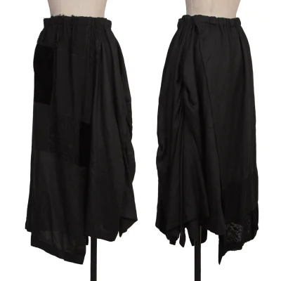 REGULATION yohji yamamoto Patchwork Design Linen Skirt