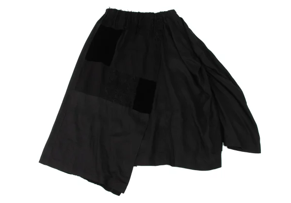 REGULATION yohji yamamoto Patchwork Design Linen Skirt K-173859_002