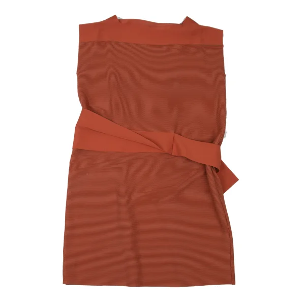 ISSEY MIYAKE Striped Weave Waist Belted Design Dress K-173863_002