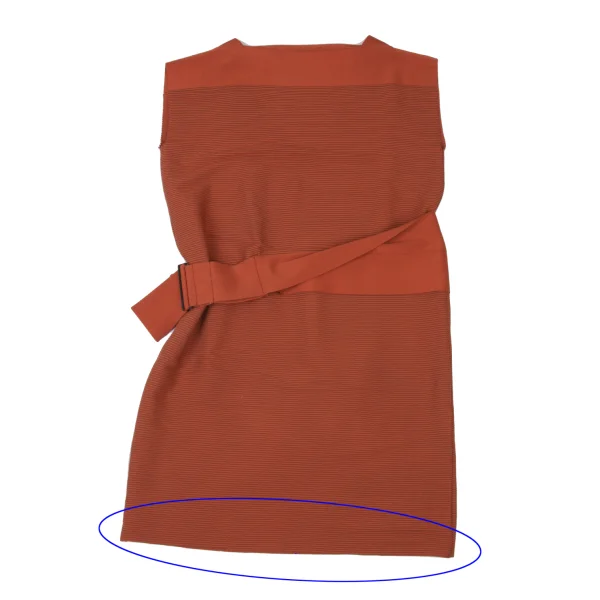 ISSEY MIYAKE Striped Weave Waist Belted Design Dress K-173863_010