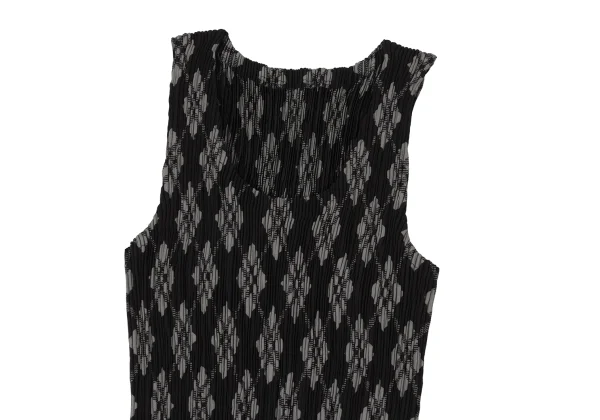 ISSEY MIYAKE Argyle Print Pleats Sleeveless Tunic K-173870_003