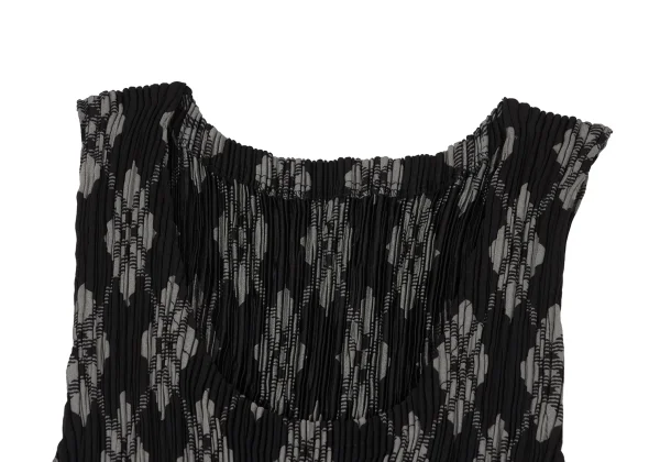 ISSEY MIYAKE Argyle Print Pleats Sleeveless Tunic K-173870_004
