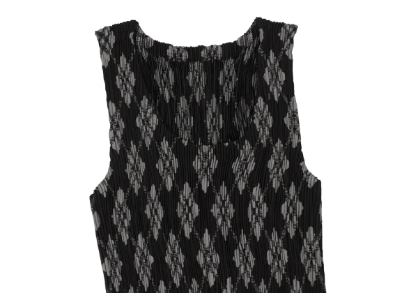ISSEY MIYAKE Argyle Print Pleats Sleeveless Tunic K-173870_007