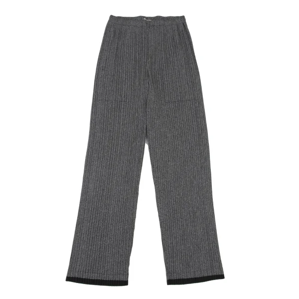ISSEY MIYAKE Hem Switching Knit Print Pleats Pants Black,White M K-173871_001
