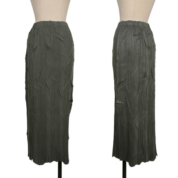 ISSEY MIYAKE Wrinkled Pleats Shiny Skirt Grey M K-173872_001