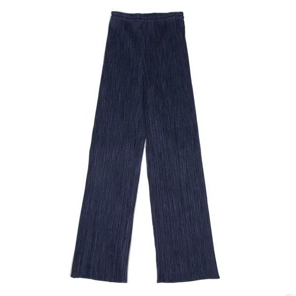 PLEATS PLEASE Denim Print Pleats Straight Pants Navy 2 K-173877_001