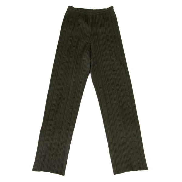 PLEATS PLEASE Pleated Straight Pants Dark Green S-M K-173881_001