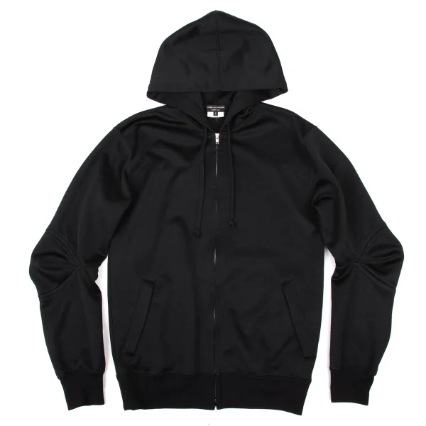 COMME des GARCONS HOMME PLUS Jersey Elbow Detail Zip Hoodie Black S K-173889_001