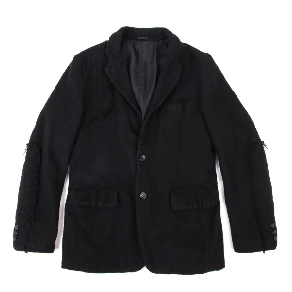 COMME des GARCONS HOMME Wool Fulling Raw Edge Paste Jacket Black S K-173892_001