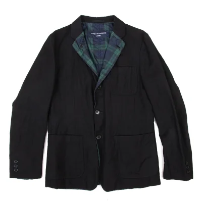 COMME des GARCONS HOMME Wool Linen Check Lining Reversible Jacket