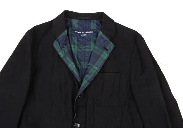 COMME des GARCONS HOMME Wool Linen Check Lining Reversible Jacket K-173896_002