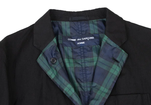 COMME des GARCONS HOMME Wool Linen Check Lining Reversible Jacket K-173896_003