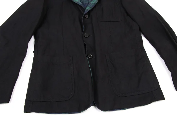 COMME des GARCONS HOMME Wool Linen Check Lining Reversible Jacket K-173896_009