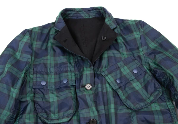 COMME des GARCONS HOMME Wool Linen Check Lining Reversible Jacket K-173896_013
