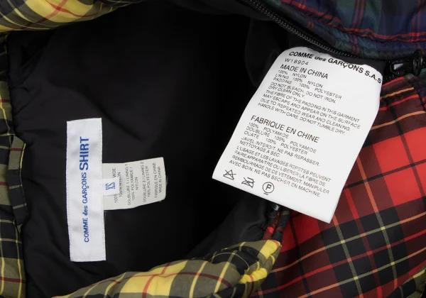 COMME des GARCONS SHIRT Colorful Check Patchwork Padded Vest K-173905_014