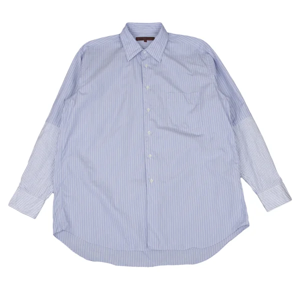 COMME des GARCONS HOMME DEUX Cotton Sleeve Switching Striped Shirt Sky blue,White M K-173910_001