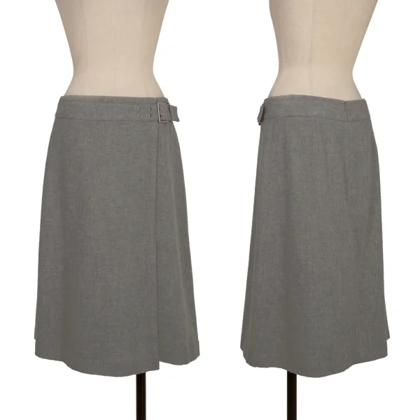 yoshie inaba Wool Nylon Belted Wrap Design Skirt Grey 9 K-173927_001