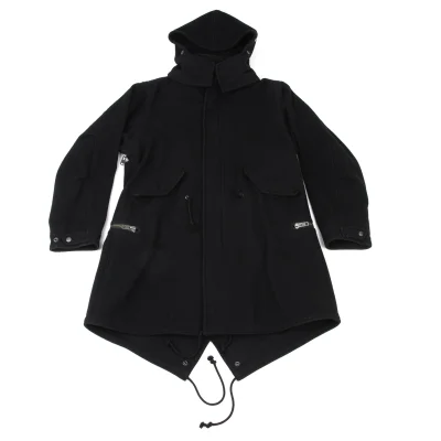 Yohji Yamamoto POUR HOMME Zip Design Melton Wool Mods Coat