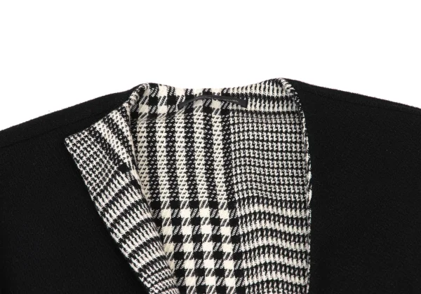 Y's Cut Off Checker Reversible Collarless Coat K-173939_005