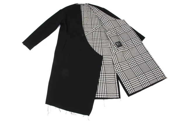 Y's Cut Off Checker Reversible Collarless Coat K-173939_011