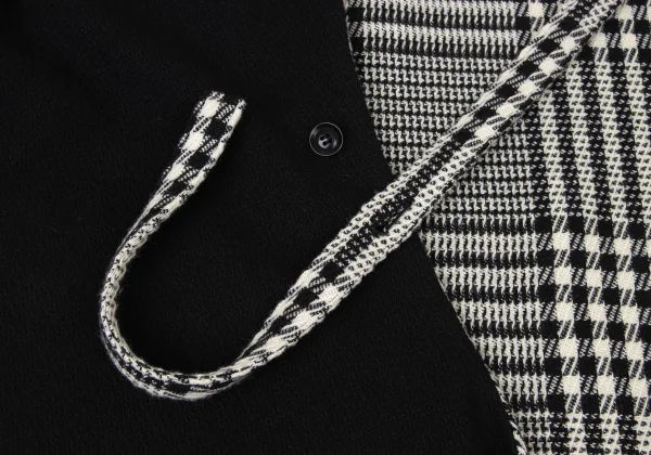 Y's Cut Off Checker Reversible Collarless Coat K-173939_012