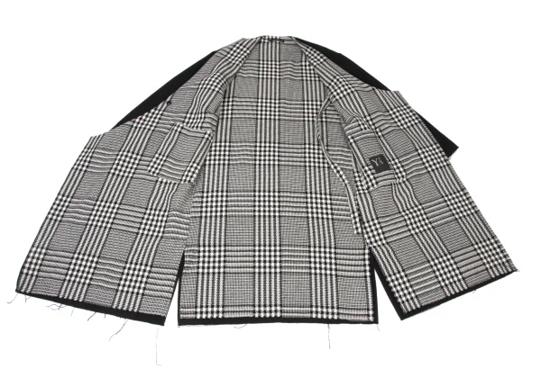 Y's Cut Off Checker Reversible Collarless Coat K-173939_013