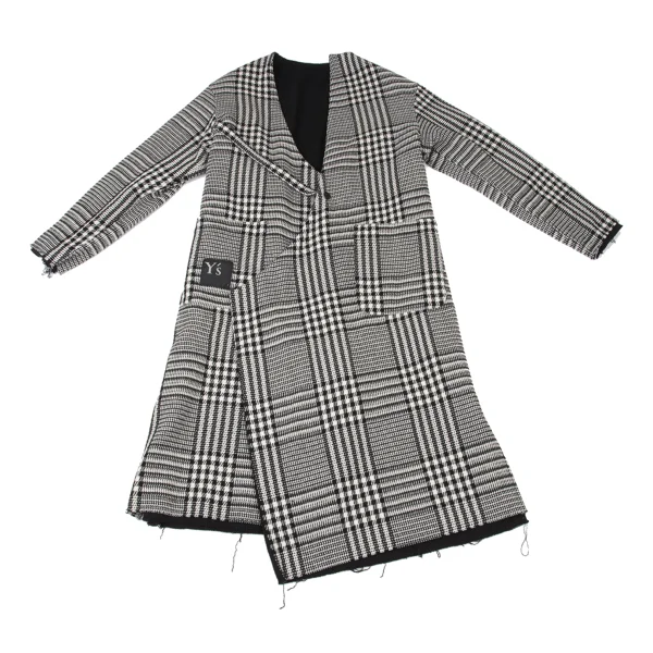 Y's Cut Off Checker Reversible Collarless Coat K-173939_014