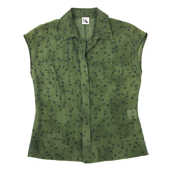 K OF KRIZIA Linen Blend Floral Pattern Sleeveless Blouse K-173955_002