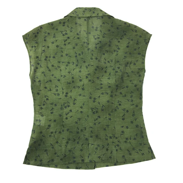 K OF KRIZIA Linen Blend Floral Pattern Sleeveless Blouse K-173955_010