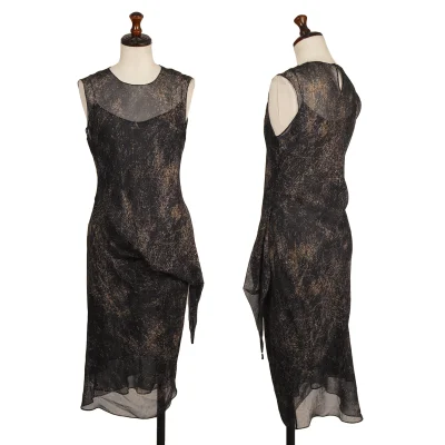 DONNA KARAN Silk Chiffon Graphic Asymmetric Dress