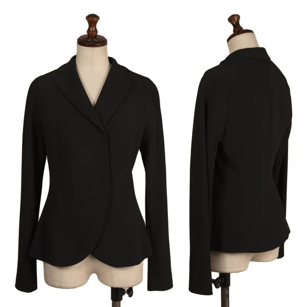 DONNA KARAN Wool Curve Switching Jacket Black 38 K-173959_001