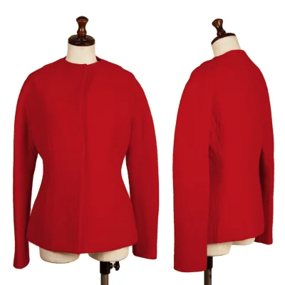 DONNA KARAN Wool Hook No Collar Jacket