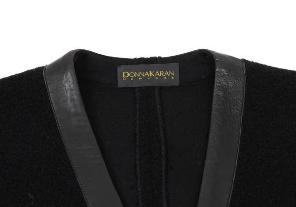 DONNA KARAN Leather Piping Wool Knit Cardigan K-173962_004
