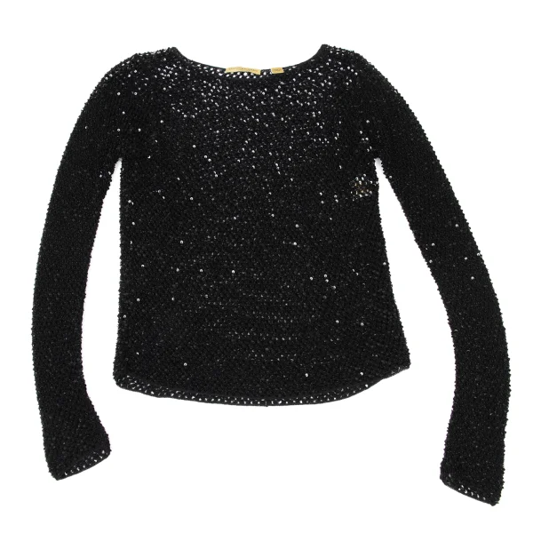 DONNA KARAN Sequins Rayon Mesh Knit Top K-173964_002