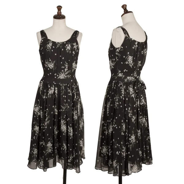 EPOCA Poly Chiffon Floral Sleeveless Peplum Dress Black 38 K-173971_001