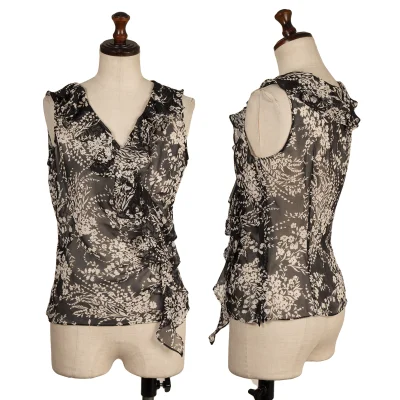EPOCA Poly Chiffon Botanical Flill Sleeveless Blouse
