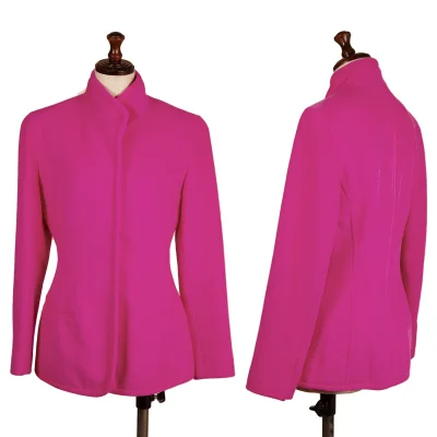 DONNA KARAN Angora Wool Stand Collar Jacket