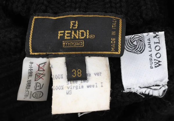 FENDI Wool High Neck Sleeveless Ribbed Knit K-173980_010