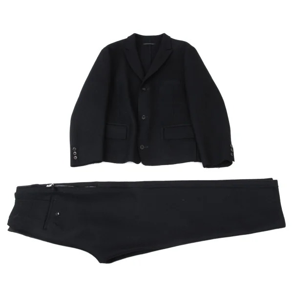 Yohji Yamamoto POUR HOMME Wool Felt Cutting Design Jacket & Pants Navy M K-173983_001