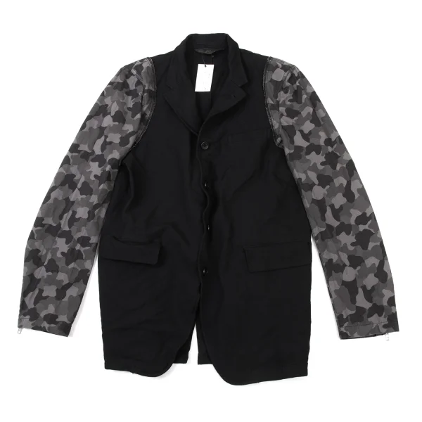 BLACK COMME des GARCONS Camouflage Sleeve Switching Dyed Jacket Black,Charcoal M K-173992_001