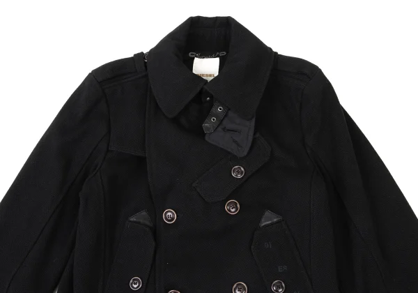 DIESEL Leather Patch Military Pea Coat K-173996_002