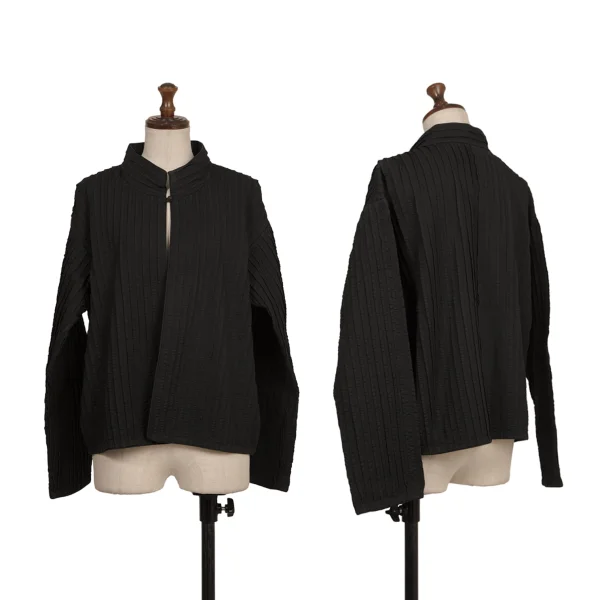 ASHA BY MDS Stitch Pleats Stand Collar Cotton Jacket Black M K-174000_001