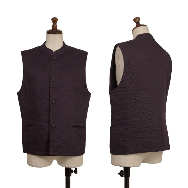 ASHA BY MDS Hand Stitch Cotton Stand Collar Vest Purple M K-174005_001
