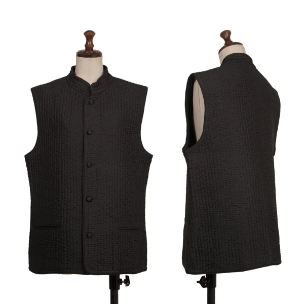 ASHA BY MDS Silk Stitch Stand Collar Vest Black L K-174006_001