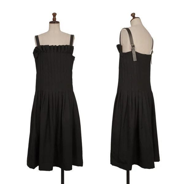 LIMI feu Leather Strap Pleated Dress Black S K-174015_001