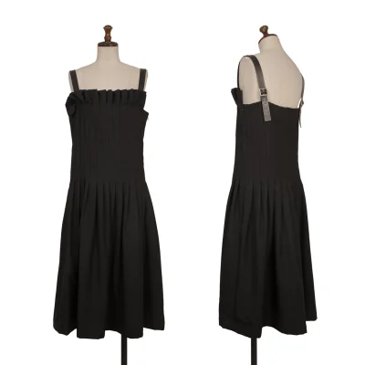 LIMI feu Leather Strap Pleated Dress