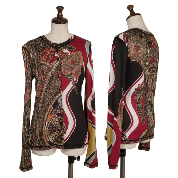 Jean Paul GAULTIER FEMME Rayon Nylon Printed Stretch Cardigan Multi-Color 40 K-174022_001