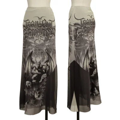 Jean Paul GAULTIER FEMME Gargoyle Print Mesh Skirt